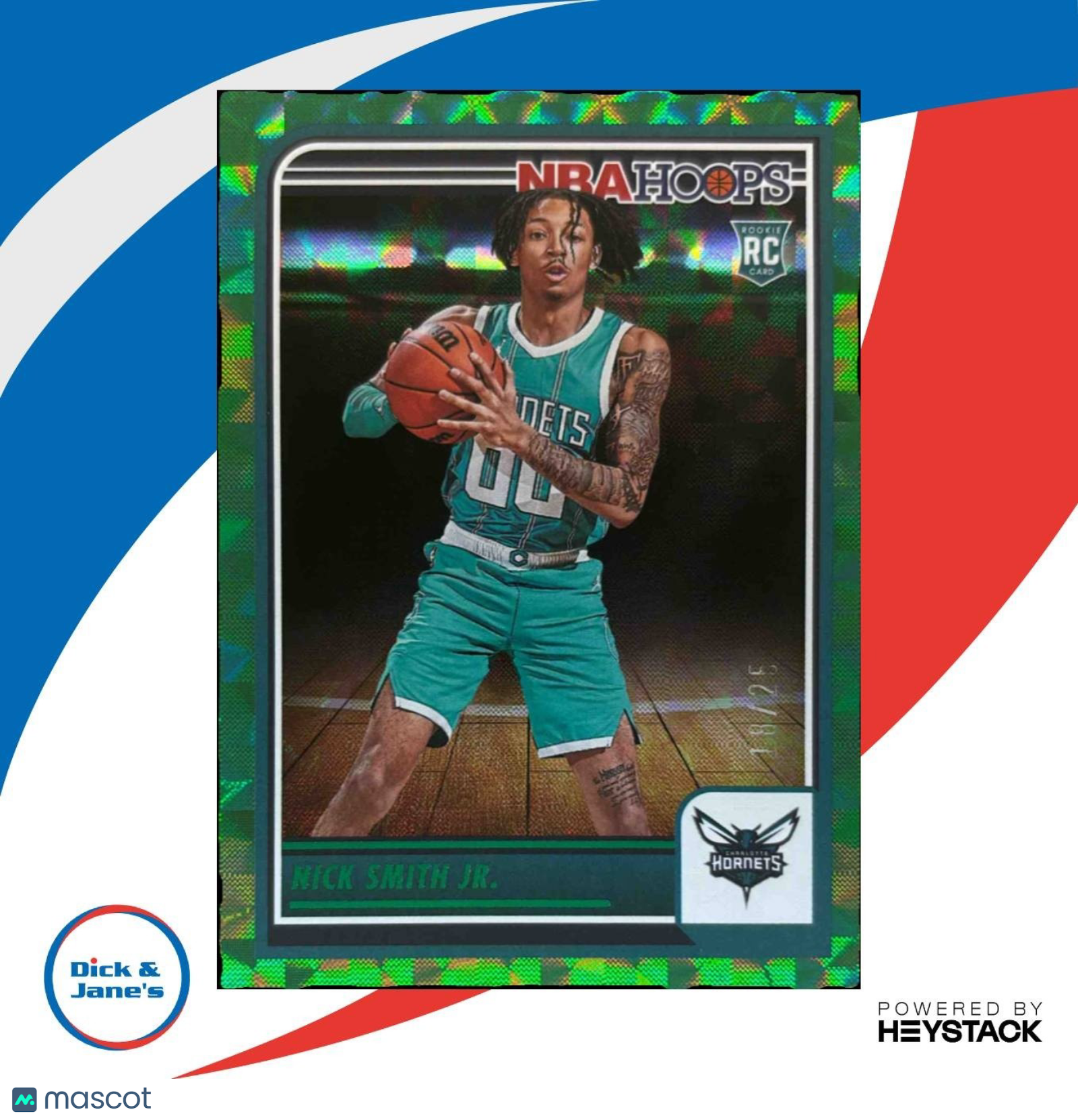 2023-24 Panini Hoops Nick Smith Jr. Hyper Green 18/25 #235 RC Charlotte Hornets