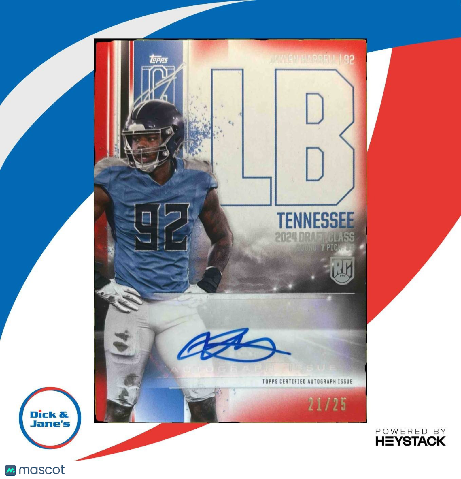 2024 Topps Signature Class Jaylen Harrell Rookie II Auto Red /25 RC Titans