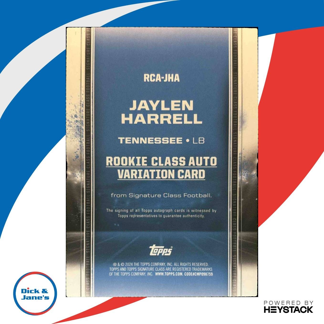 2024 Topps Signature Class Jaylen Harrell Rookie II Auto Red /25 RC Titans
