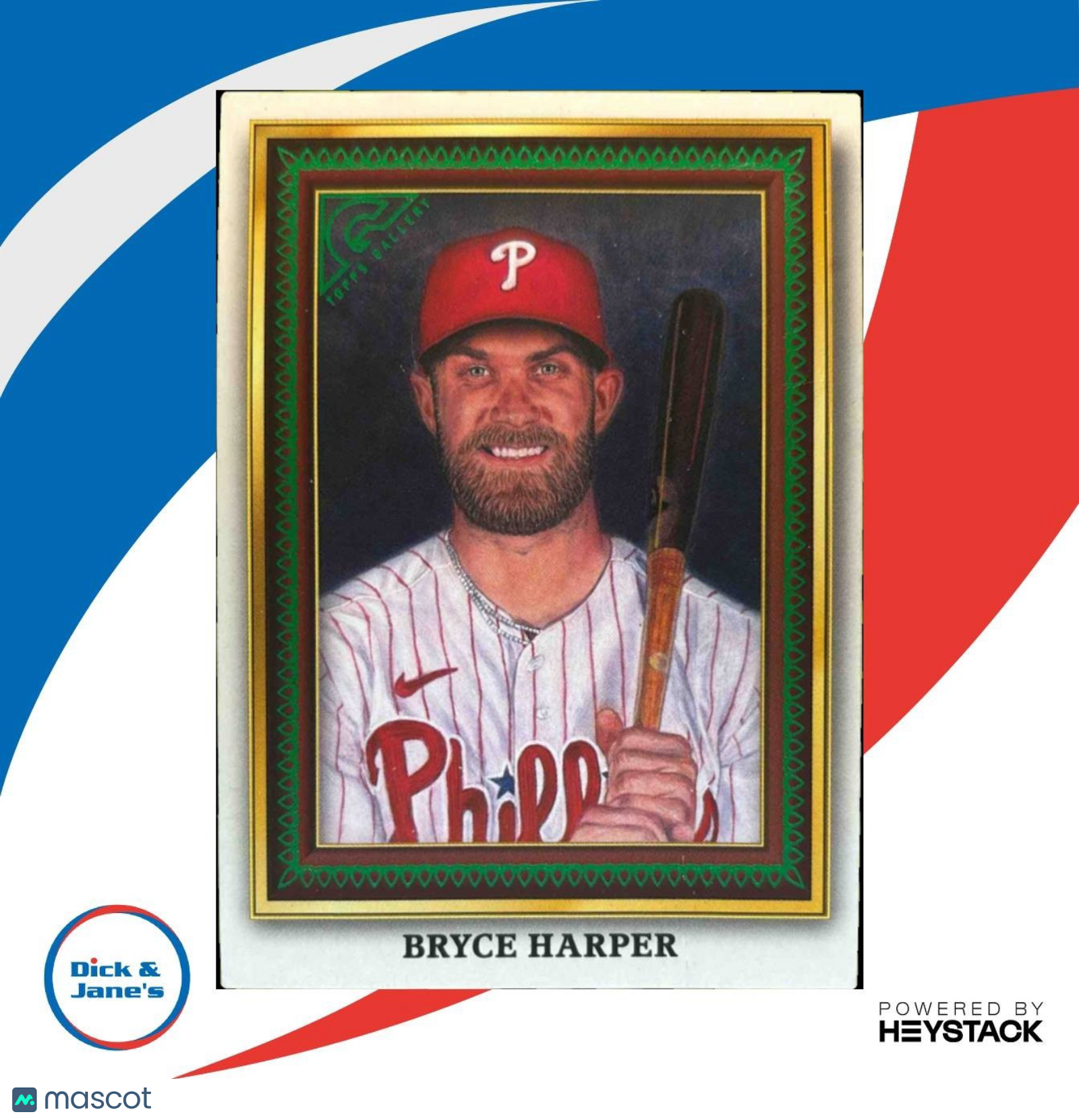 2022 Topps Gallery Bryce Harper Portrait Green 36/250 Philadelphia Phillies