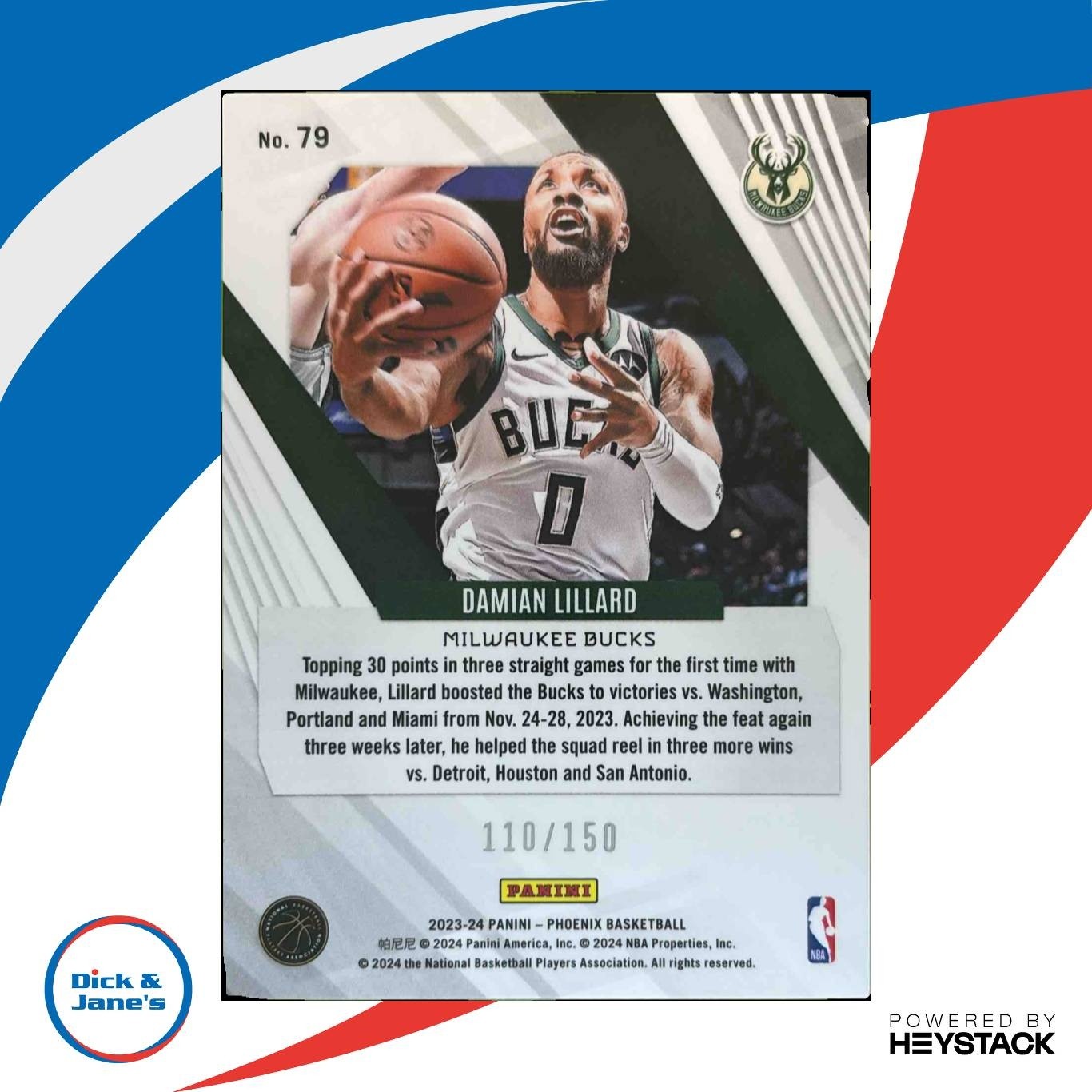 2023-24 Panini Phoenix Damian Lillard Purple 110/150 #79 Milwaukee Bucks