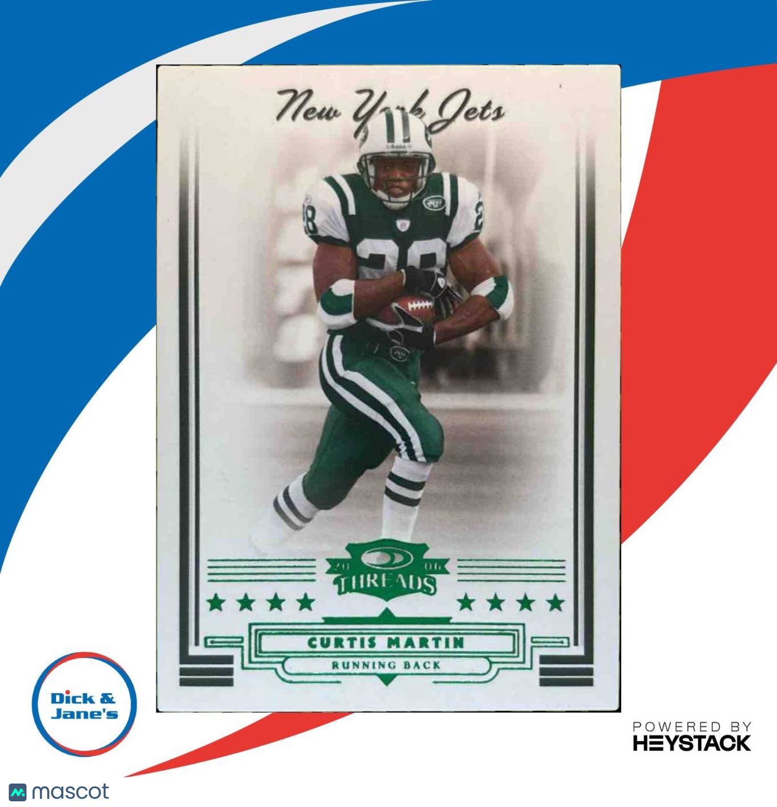 2006 Donruss Threads Curtis Martin Retail Green /100 #69 RC New York Jets