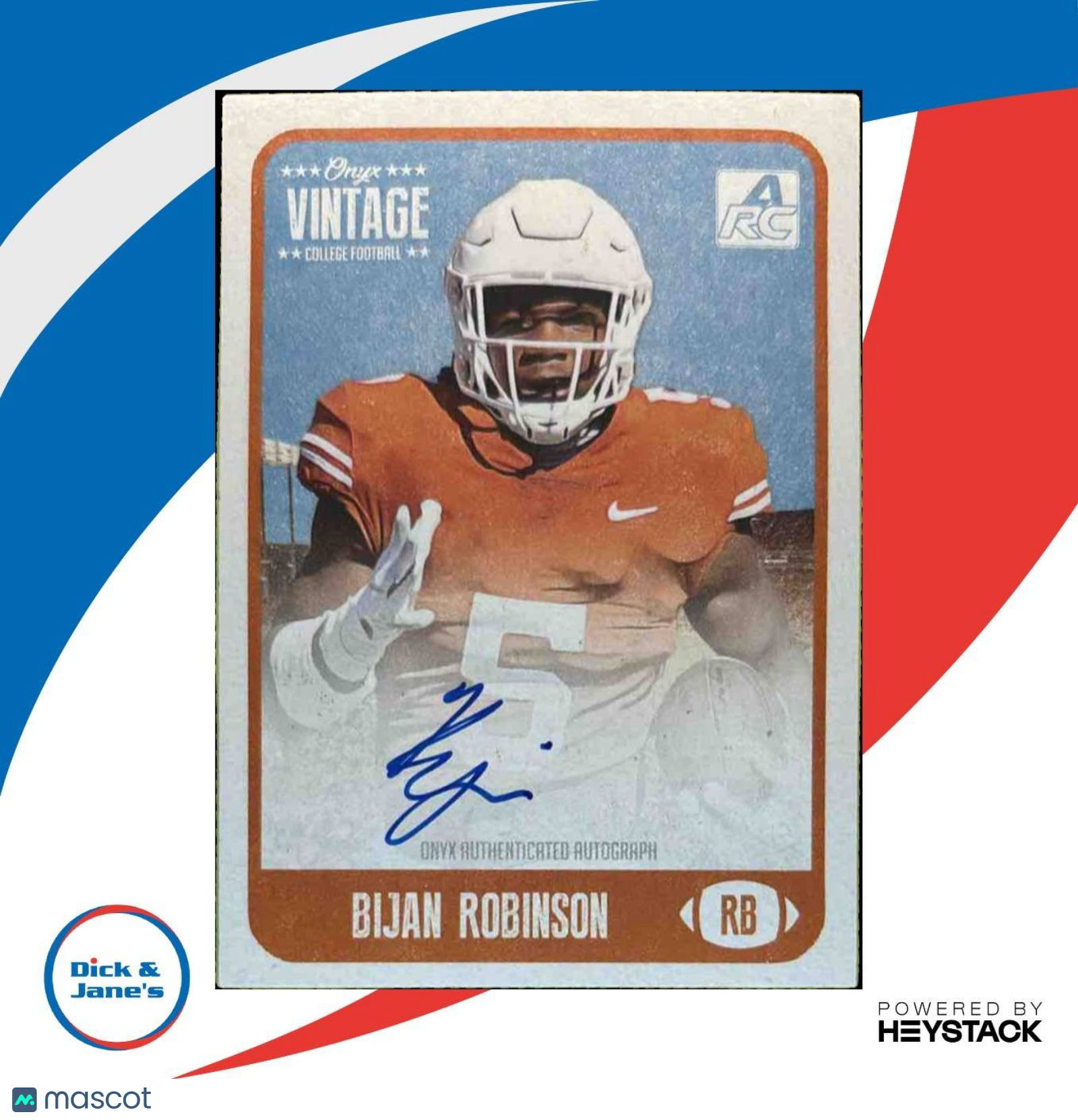 2021 Onyx Vintage College Football Bijan Robinson Signatures Auto Longhorns