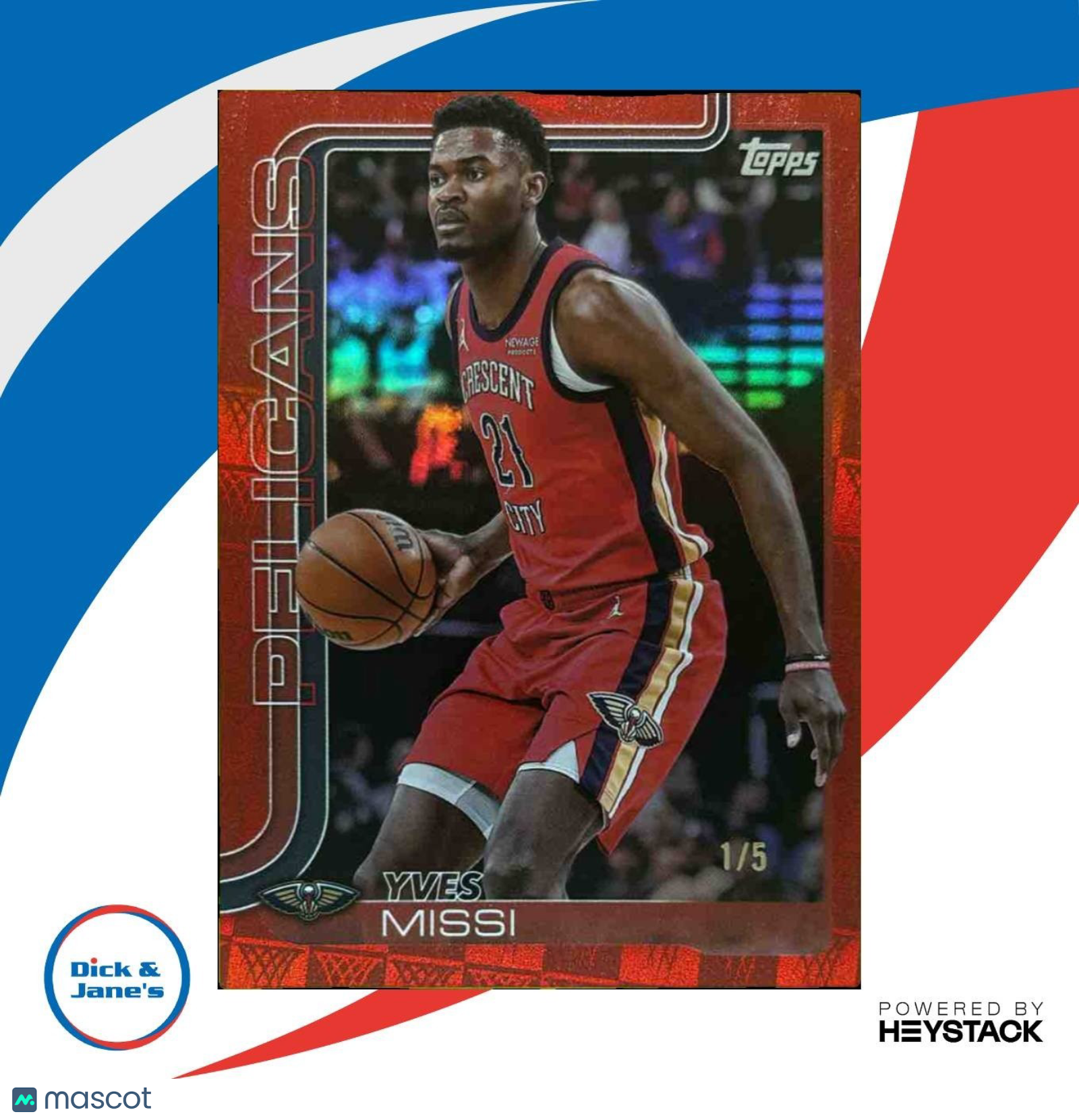 2025-26 Topps Yves Missi Red Holo Foil 1/5 #191 New Orleans Pelicans