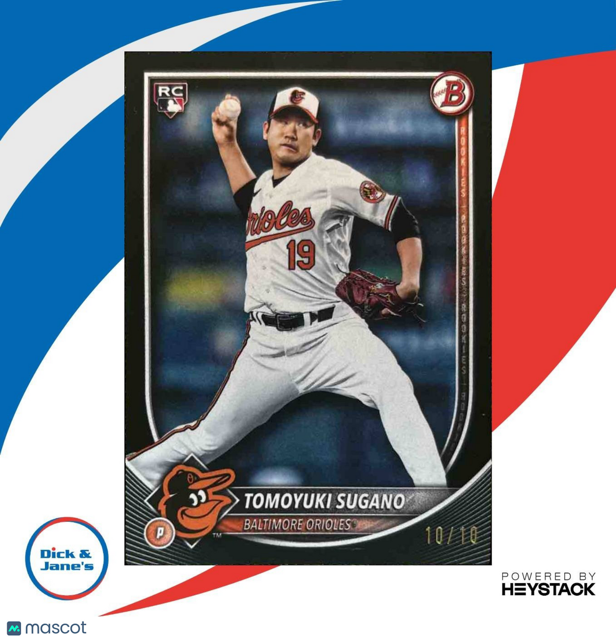 2025 Bowman Tomoyuki Sugano Black Border 10/10 #41 RC Baltimore Orioles