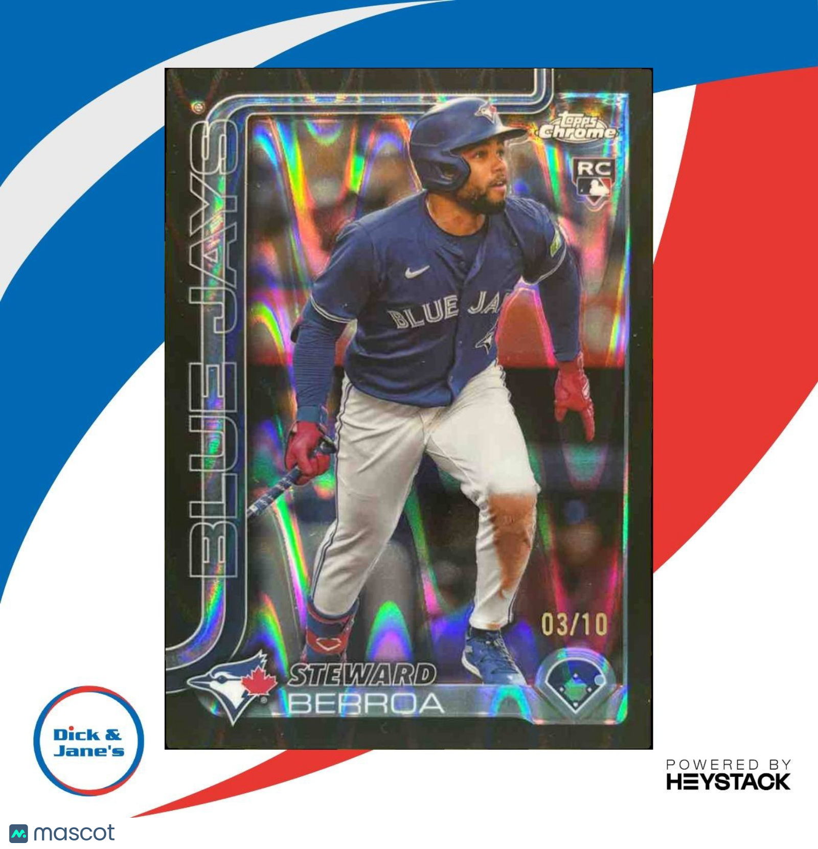2025 Topps Chrome Steward Berroa Black Lava Refractor /10 #163 RC Blue Jays