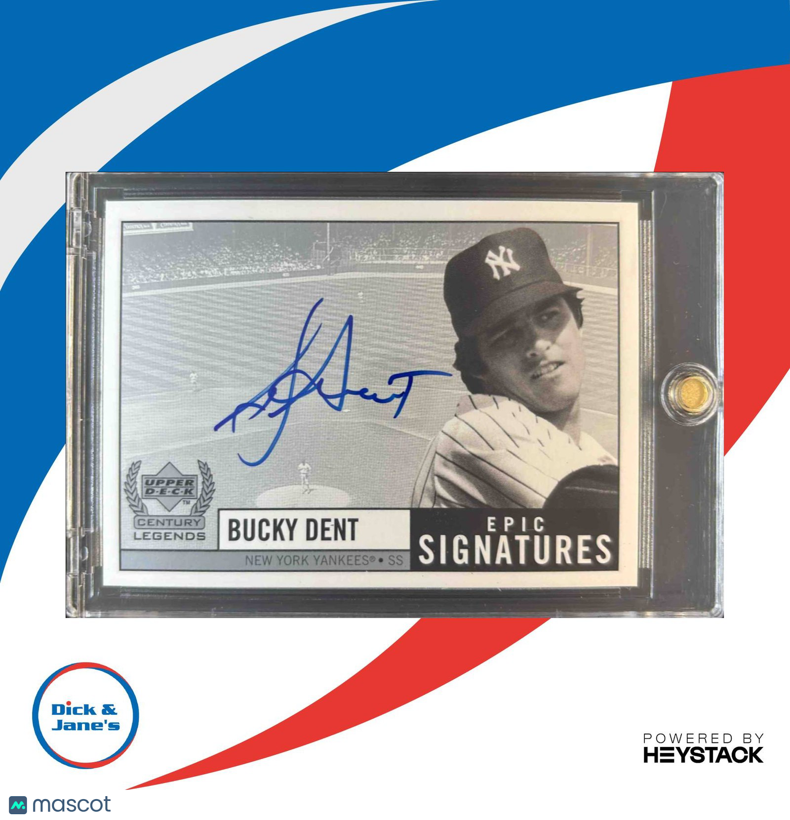 1999 Upper Deck Century Legends Bucky Dent Epic Signatures Auto New York Yankees