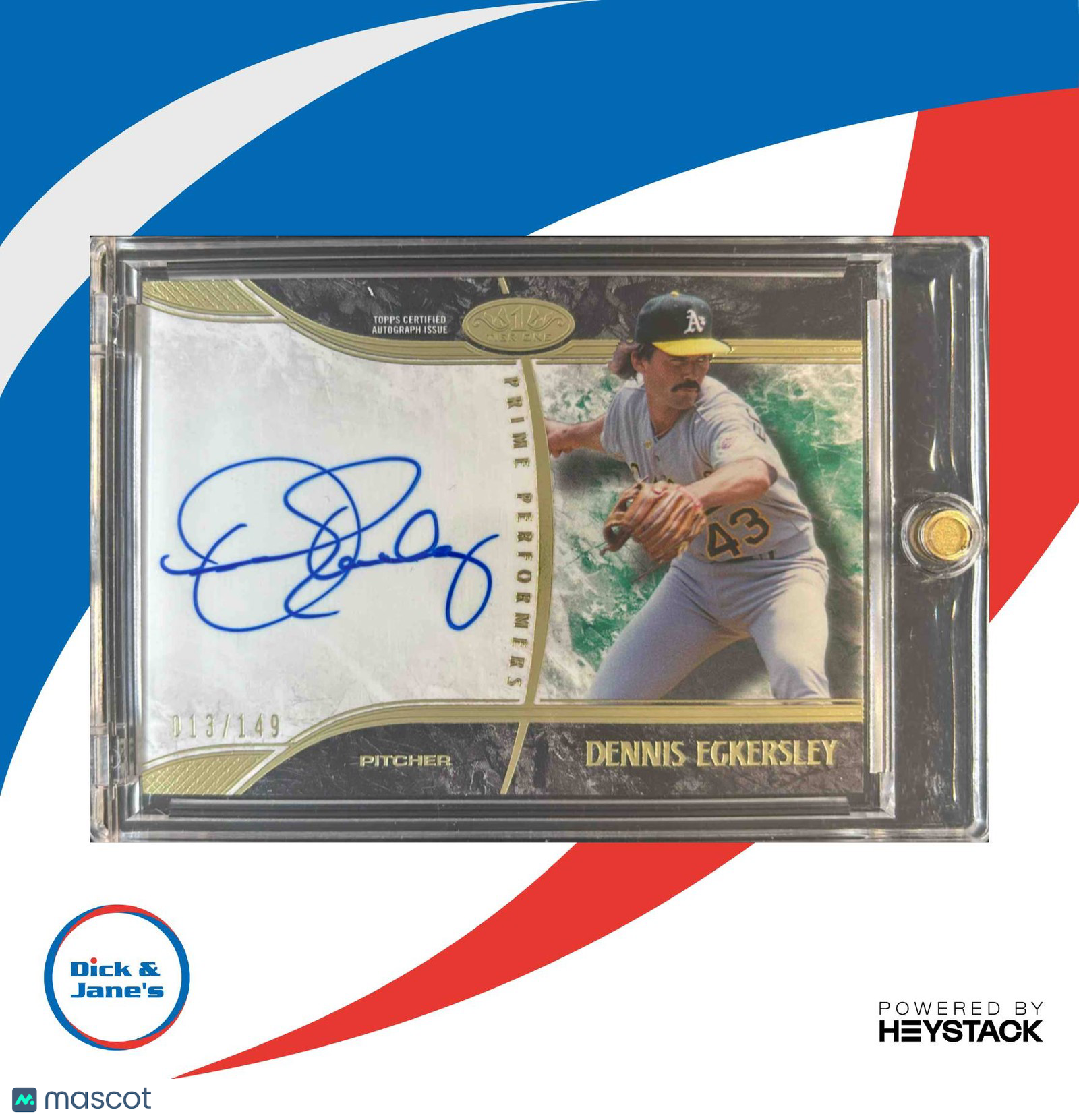 2016 Topps Tier One Dennis Eckersley Prime Performer Auto /149 Oakland Athletics