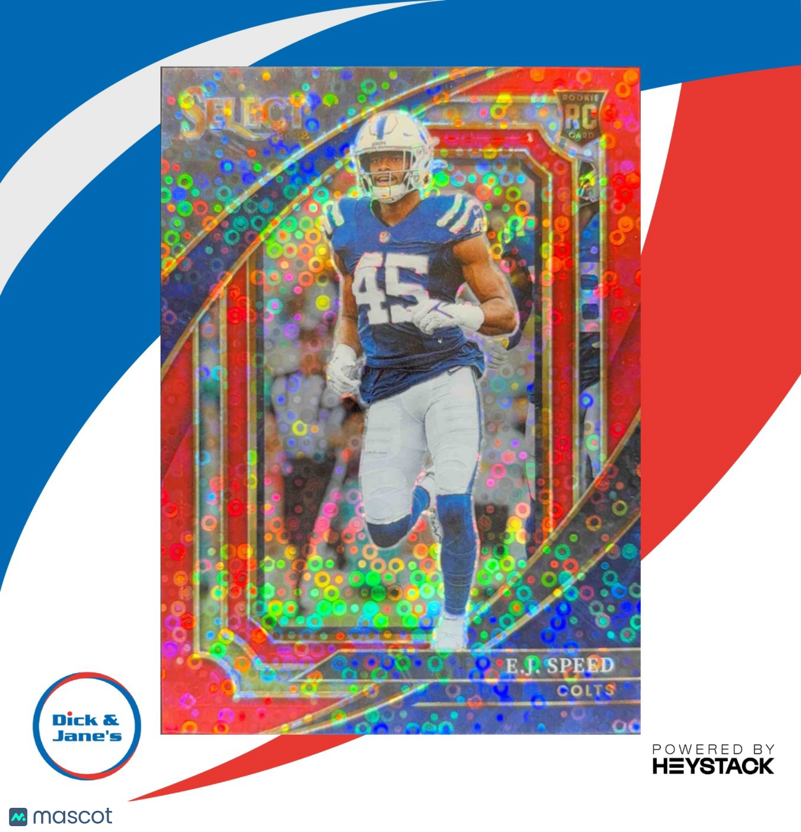 2022 Panini Select E.J. Speed Red Disco Prizm 15/49 #398 RC Indianapolis Colts