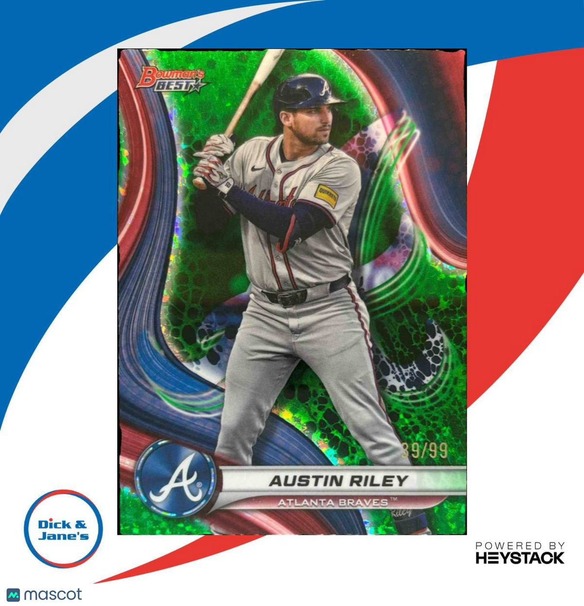 2024 Bowman's Best Austin Riley Green Refractor 39/99 #6 Atlanta Braves