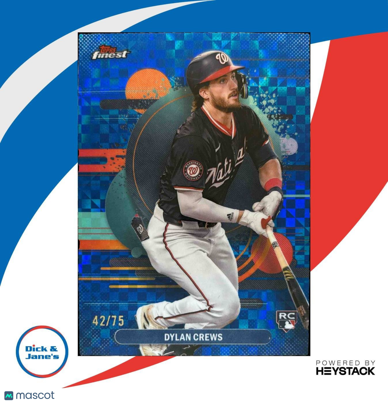 2025 Topps Finest Dylan Crews Uncommon Blue X-Fractor /75 RC Nationals