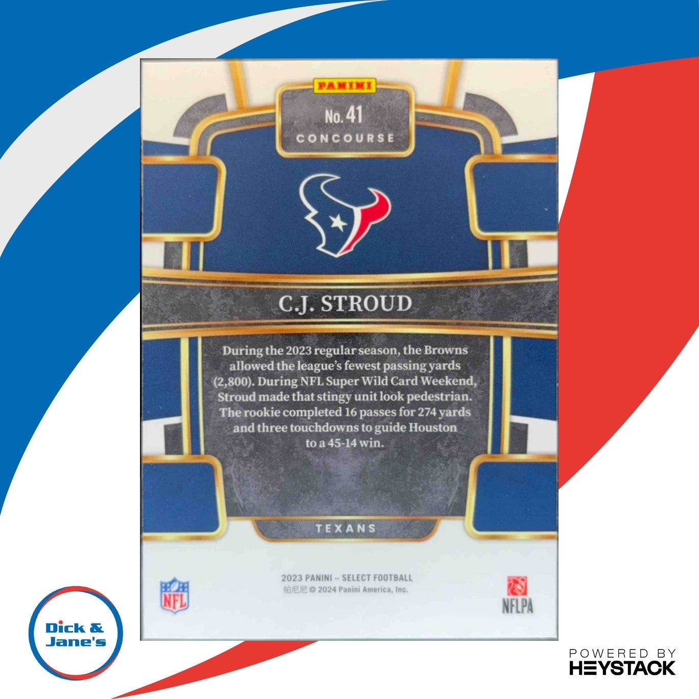 2023 Panini Select C.J. Stroud #41 RC Concourse Houston Texans
