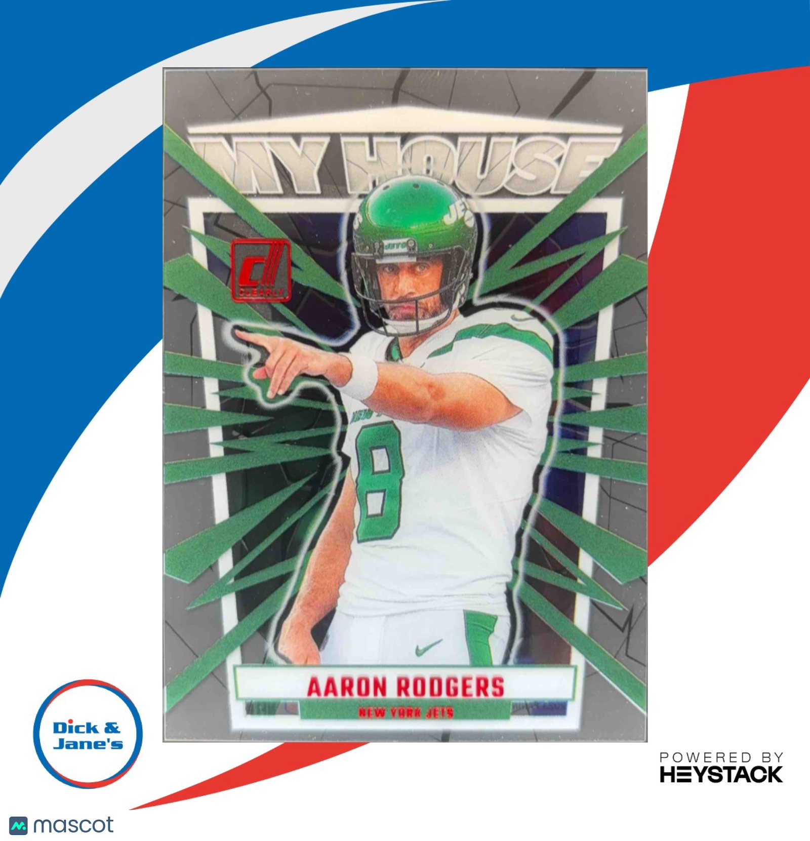 2023 Panini Clearly Donruss Aaron Rodgers My House Red 98/100 #6 New York Jets