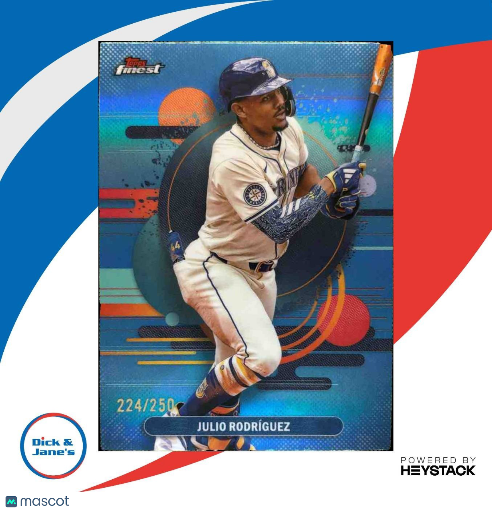 2025 Topps Finest Julio Rodriguez Sky Blue /250 #110 Seattle Mariners