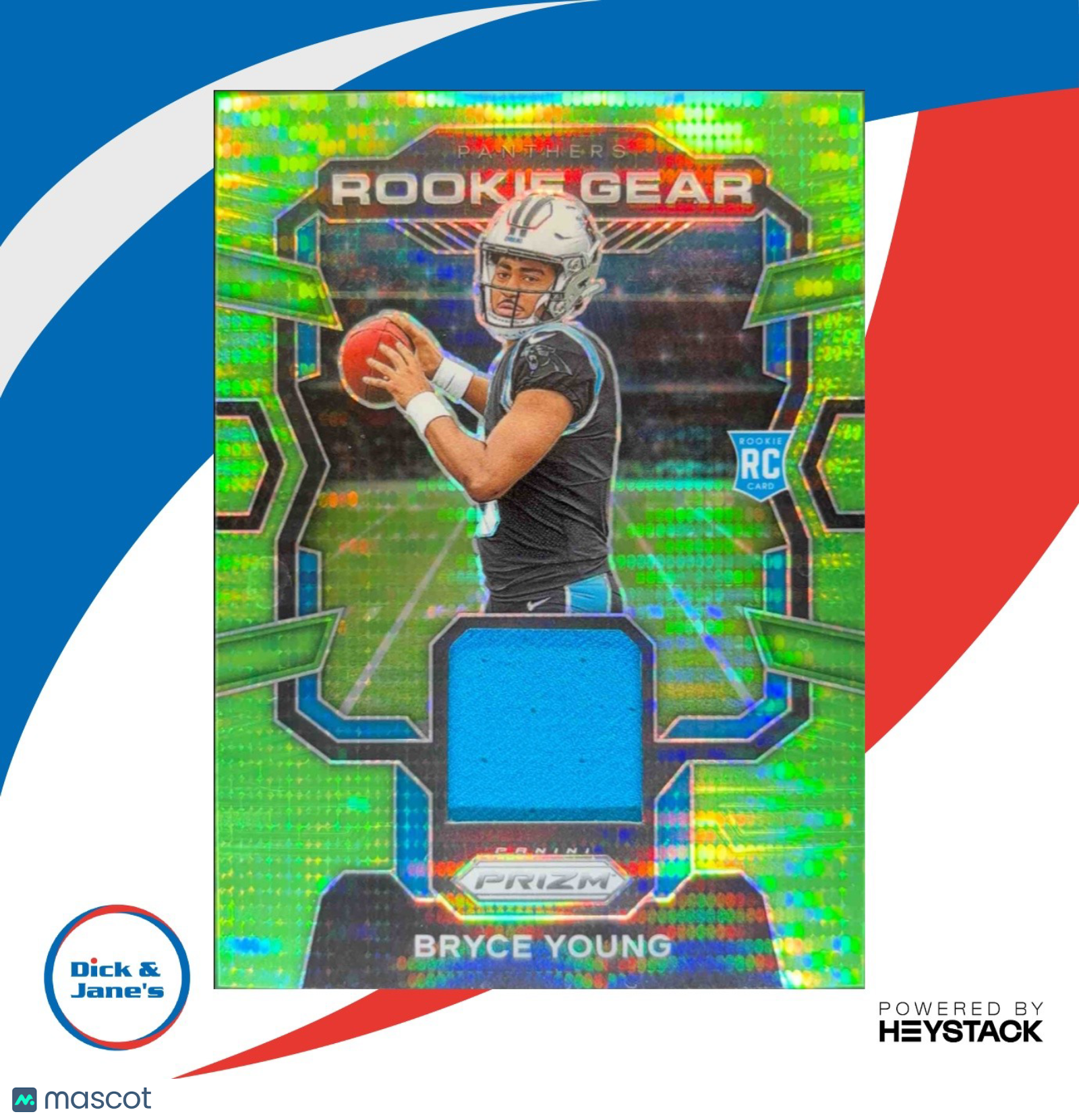 2023 Prizm Bryce Young Rookie Gear Neon Green Pulsar #RG-BY RC Carolina Panthers