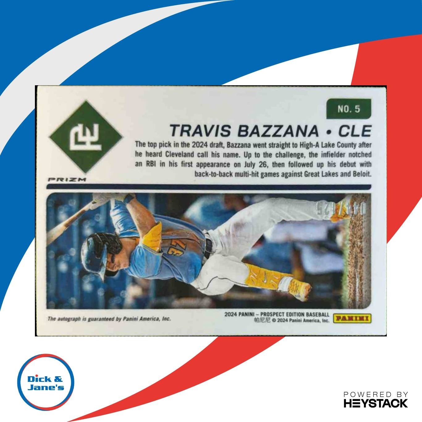 2024 Panini Prospect Edition Travis Bazzana Signatures Purple /125 Guardians