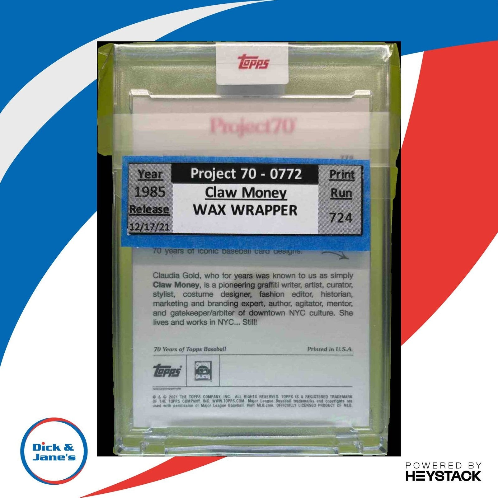 2021 Topps Project70 Wax Wrapper 1985 "Team Claw" #772