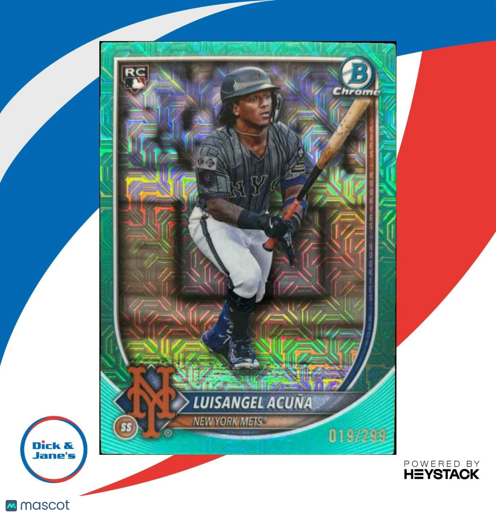 2025 Bowman Chrome Mega Box Luisangel Acuna Aqua Mojo /299 #32 RC New York Mets