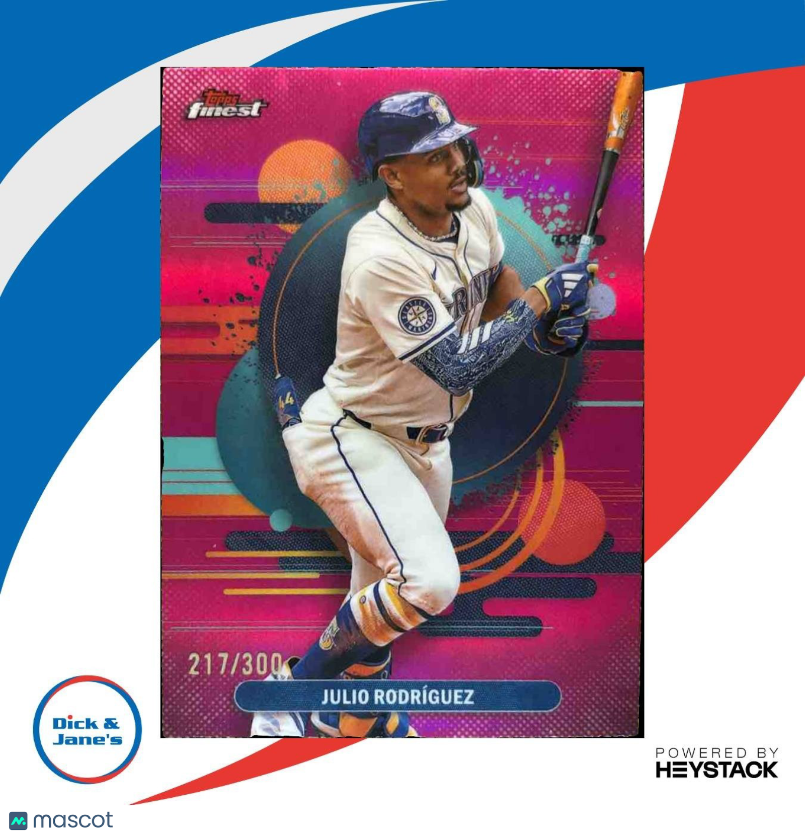 2025 Topps Finest Julio Rodriguez Magenta /300 #110 Seattle Mariners