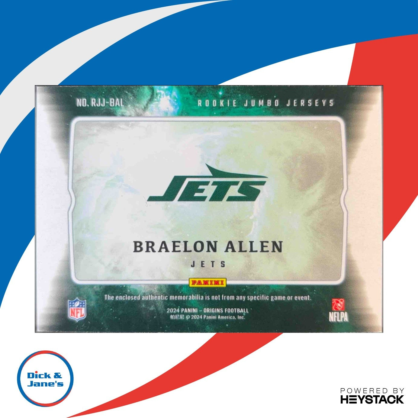 2024 Origins Braelon Allen Rookie Jumbo Jerseys 99/199 #RJJ-BAL RC New York Jets