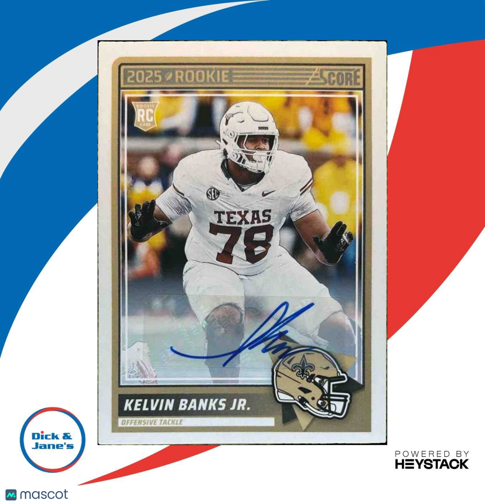 2025 Panini Score Kelvin Banks Jr. Rookies Signatures #23 Auto Saints