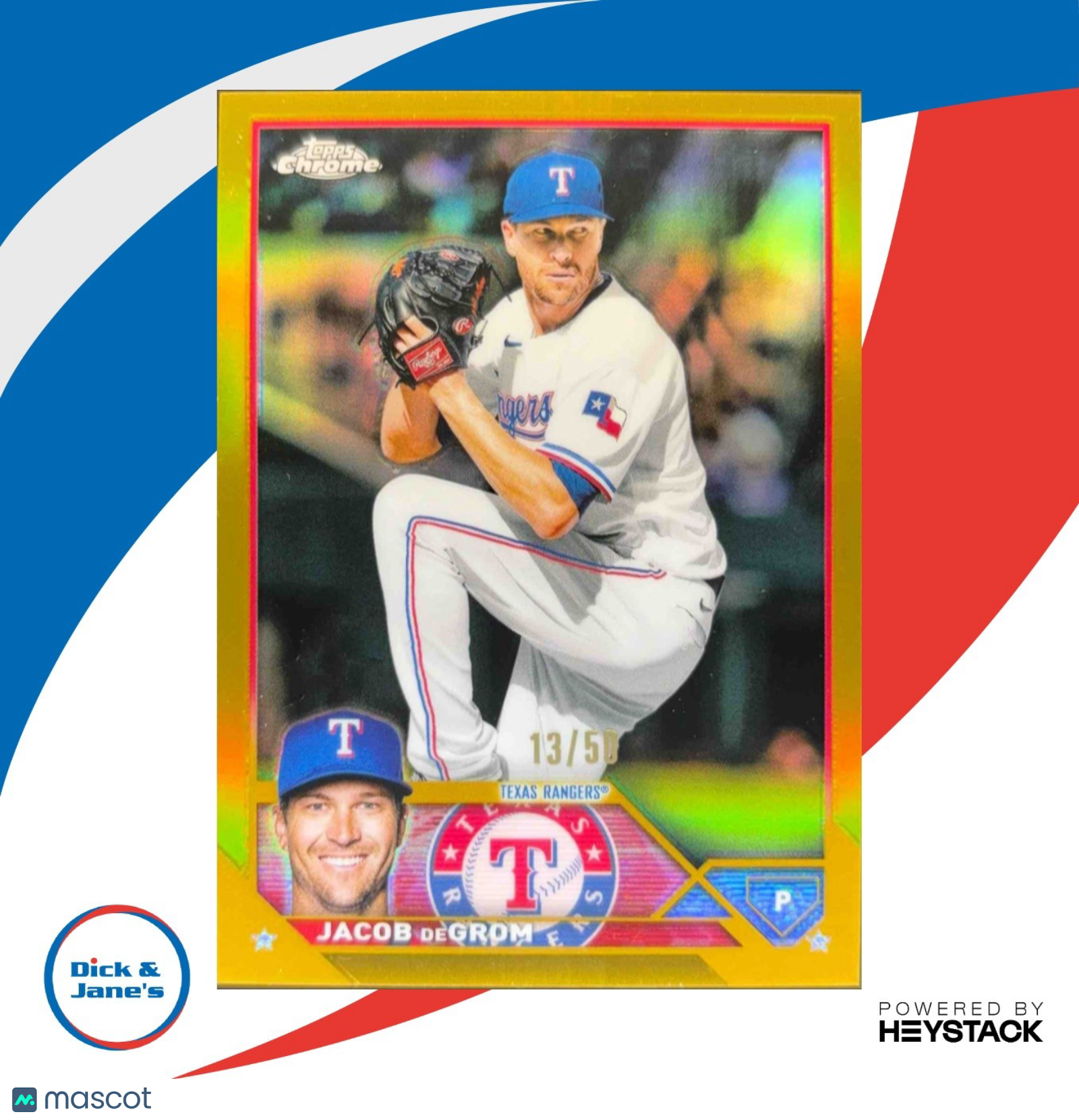 2023 Topps Chrome Jacob deGrom Gold Refractor 13/50 #12 Texas Rangers