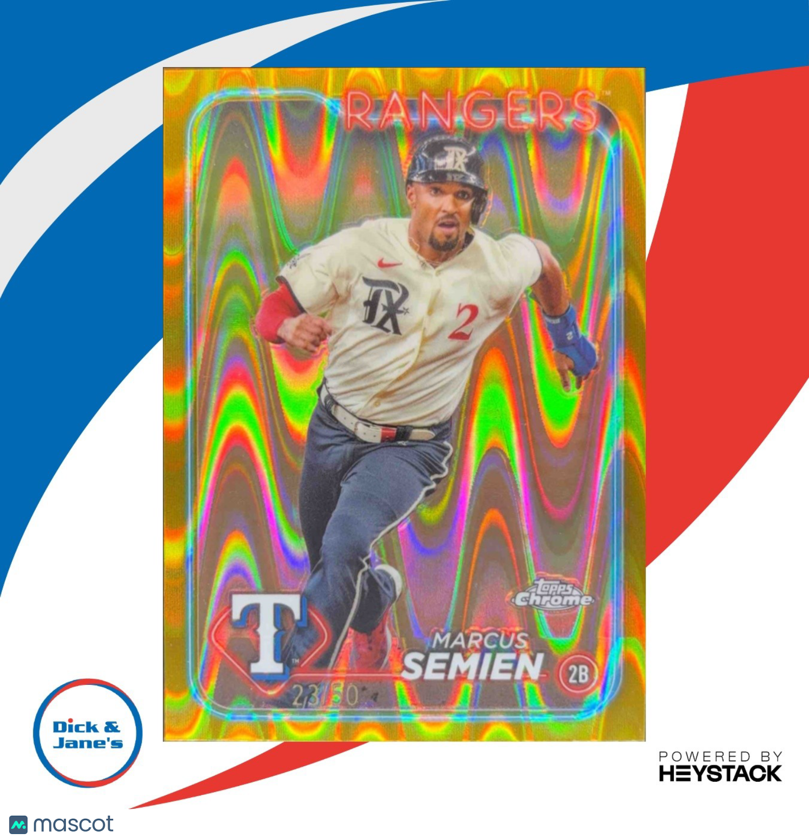 2024 Topps Chrome Marcus Semien Gold Raywave Refractor 23/50 #102 Texas Rangers