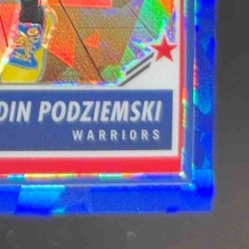 2023-24 Hoops Premium Stock Brandin Podziemski Rising Stars Blue Ice Prizm/99 RC