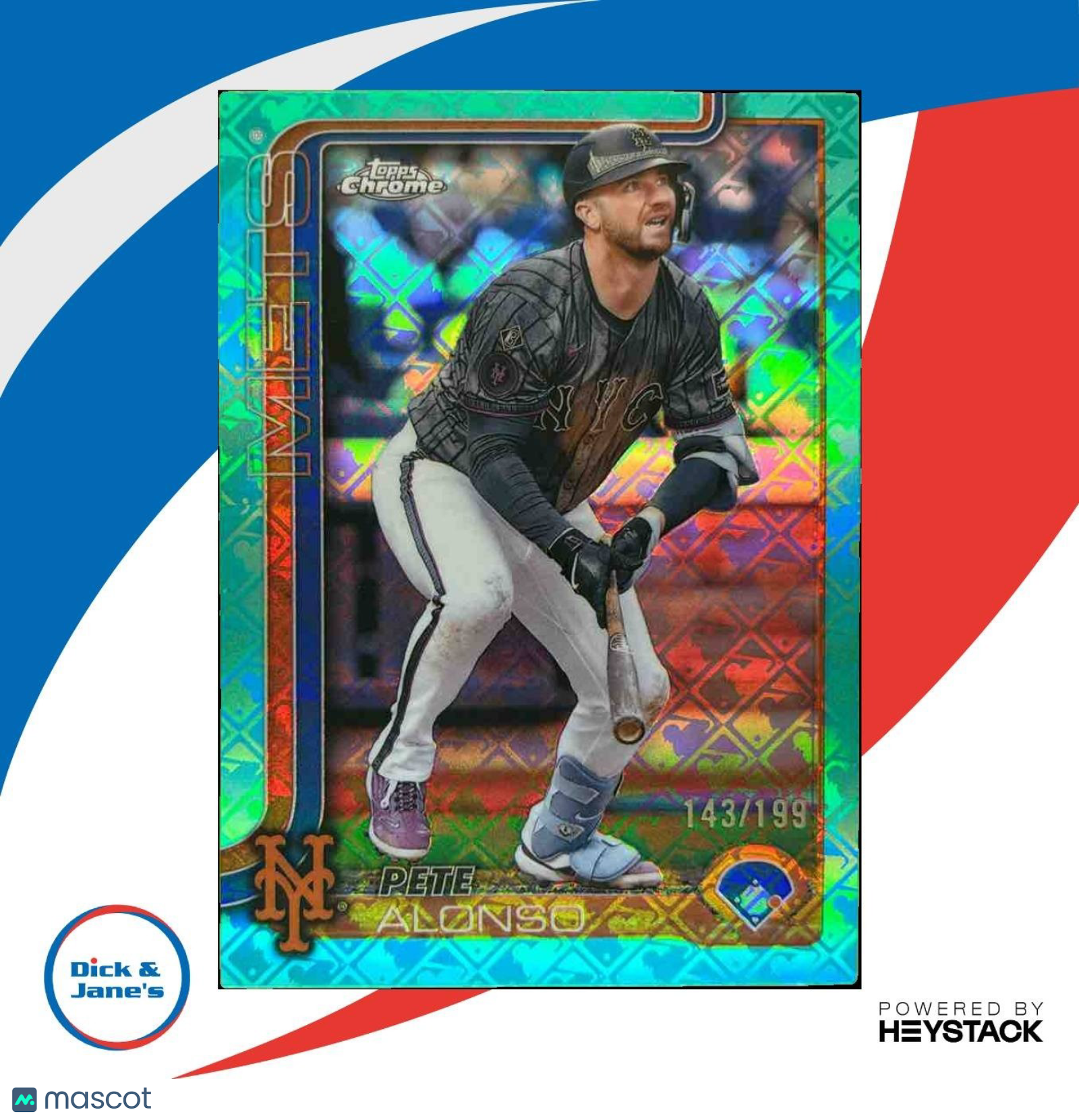2025 Topps Chrome Pete Alonso Aqua /199 #136 New York Mets