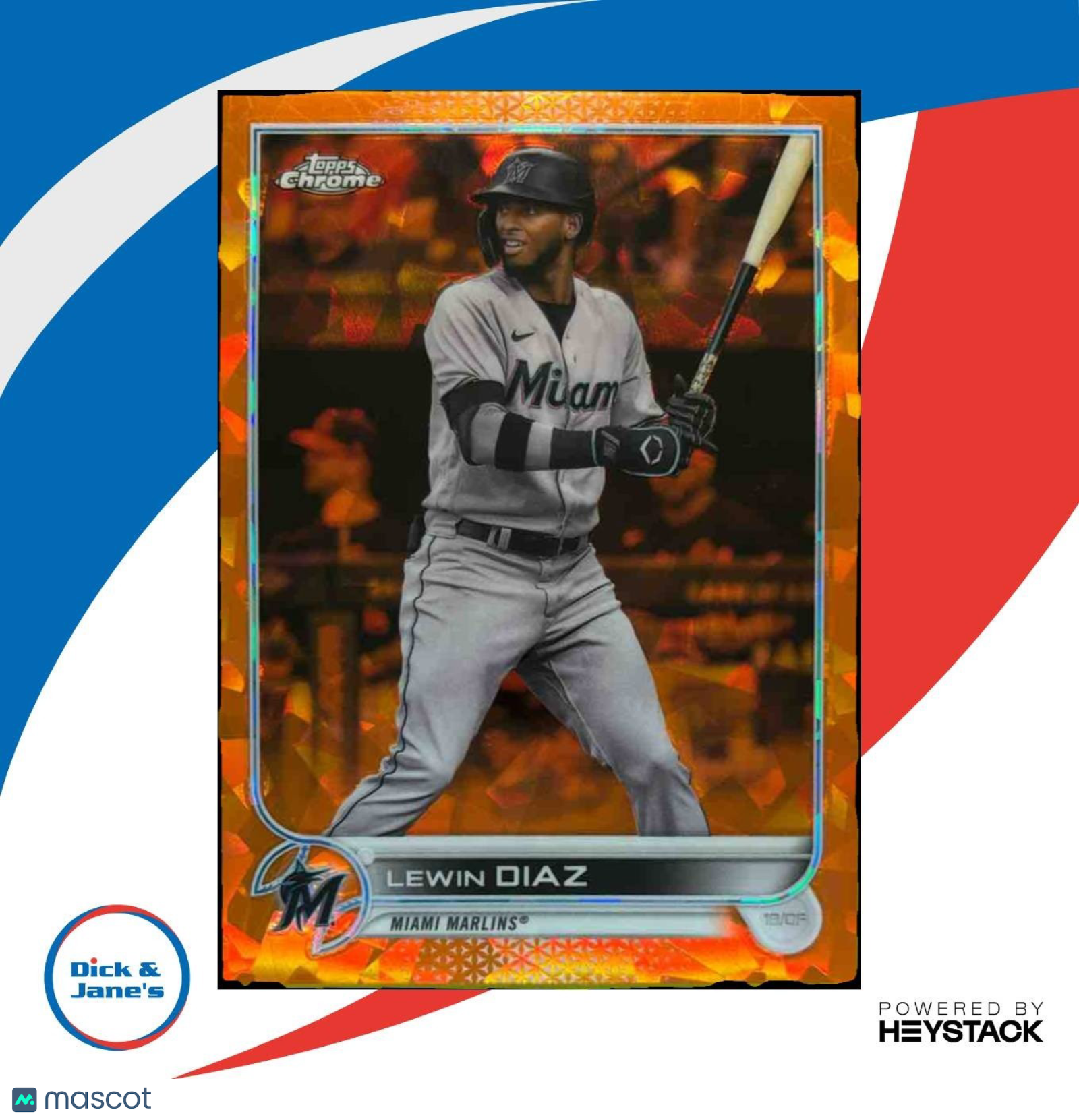 2022 Topps Chrome Sapphire Lewin Diaz Orange 1/25 #613 Miami Marlins