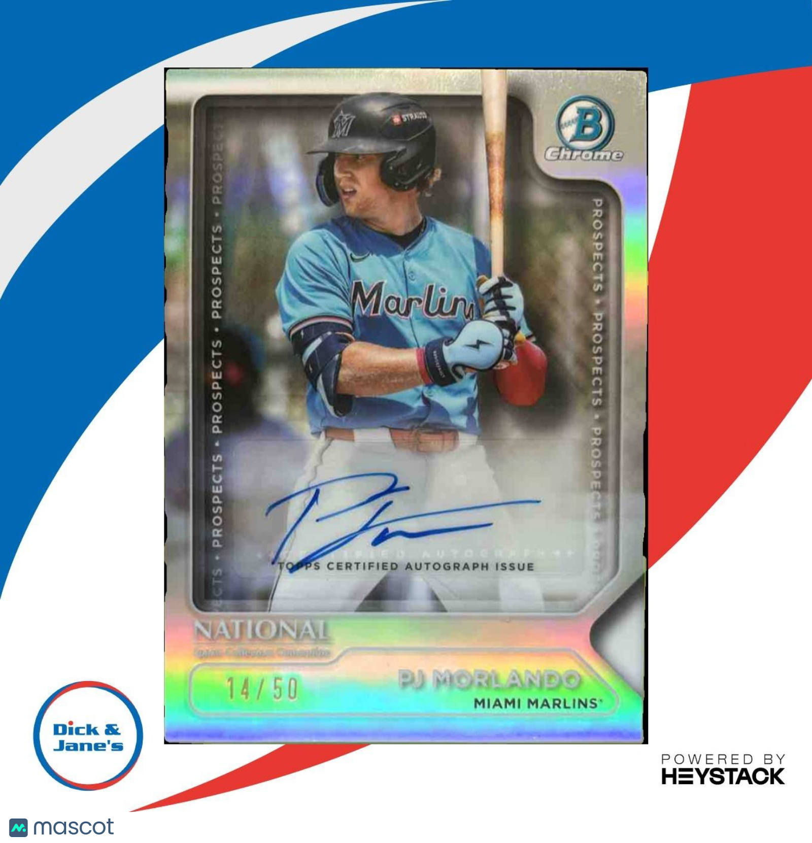 2025 Topps PJ Morelando Bowman Prospect Auto /50 #PA-PM Miami Marlins