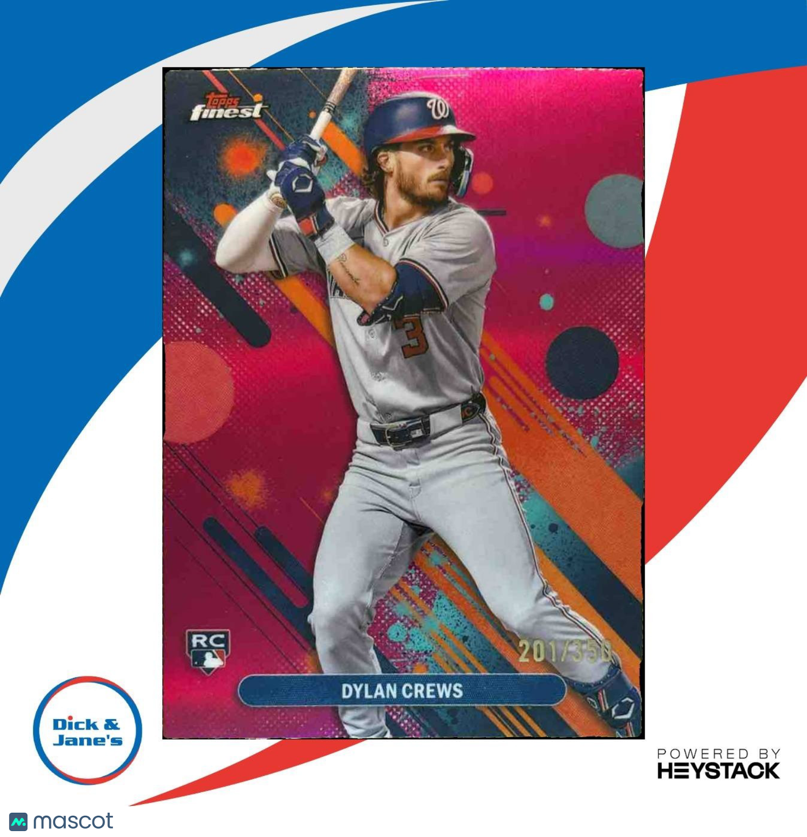 2025 Topps Finest Dylan Crews Common Magenta /350 #34 RC Washington Nationals