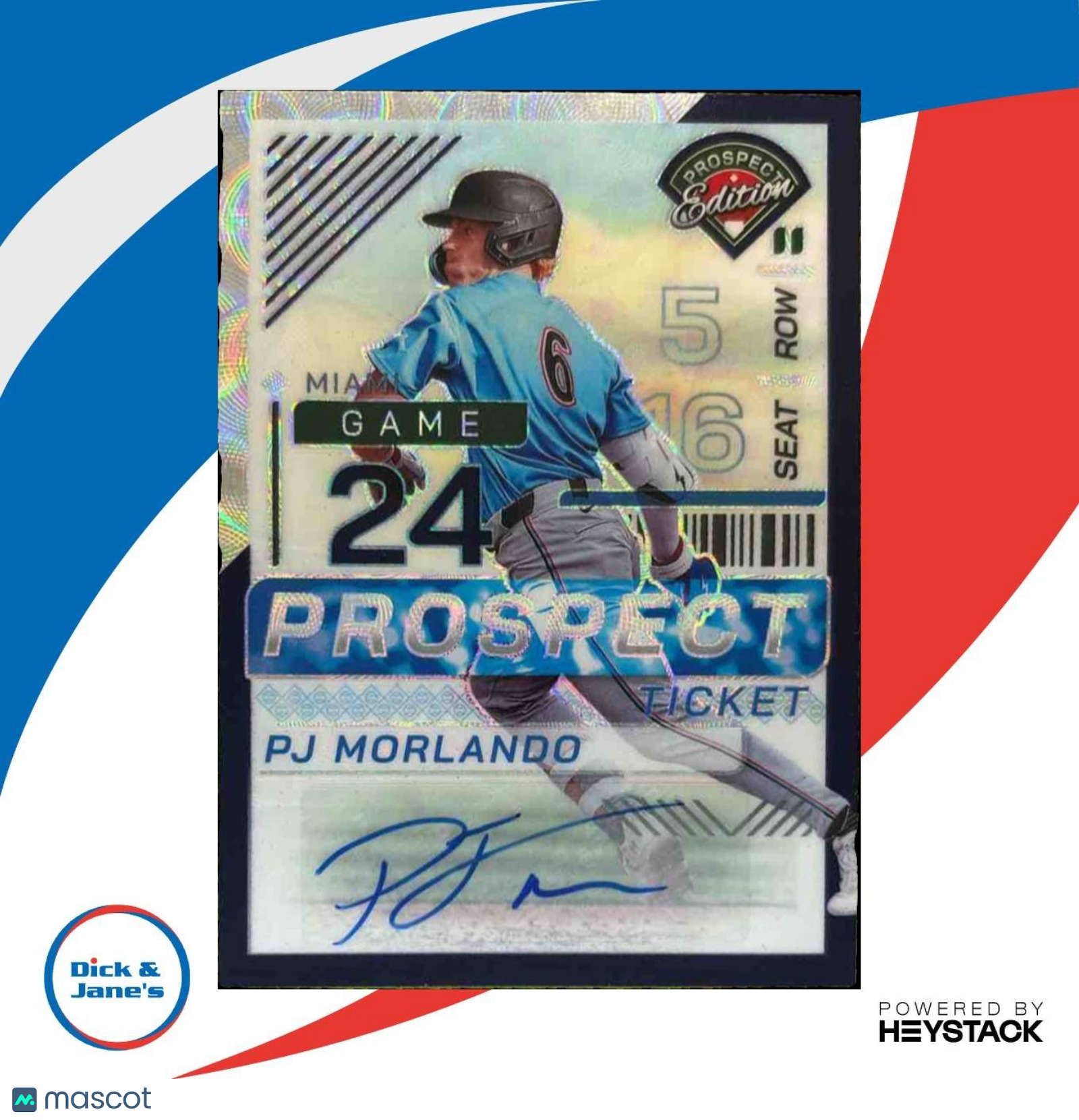 2024 Panini Prospect Edition PJ Morlando Holo Ticket Signatures /49 Auto Marlins