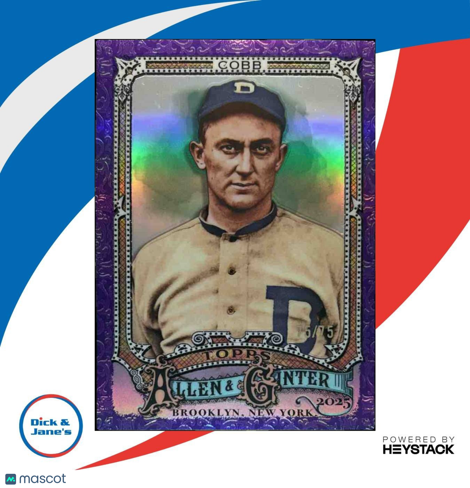2025 Topps Allen & Ginter Ty Cobb Chrome Purple Refractor /75 #55 Detroit Tigers