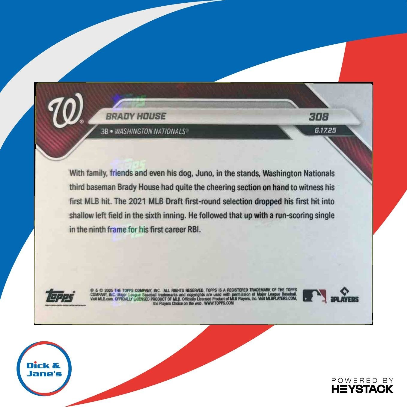 2025 Topps Now Brady House Orange Foil /25 #308 Washington Nationals