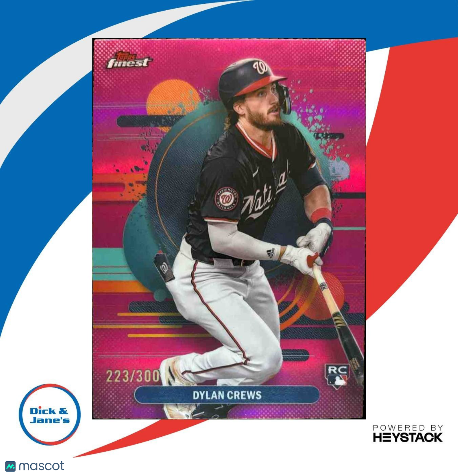 2025 Topps Finest Dylan Crews Magenta /300 #125 RC Washington Nationals