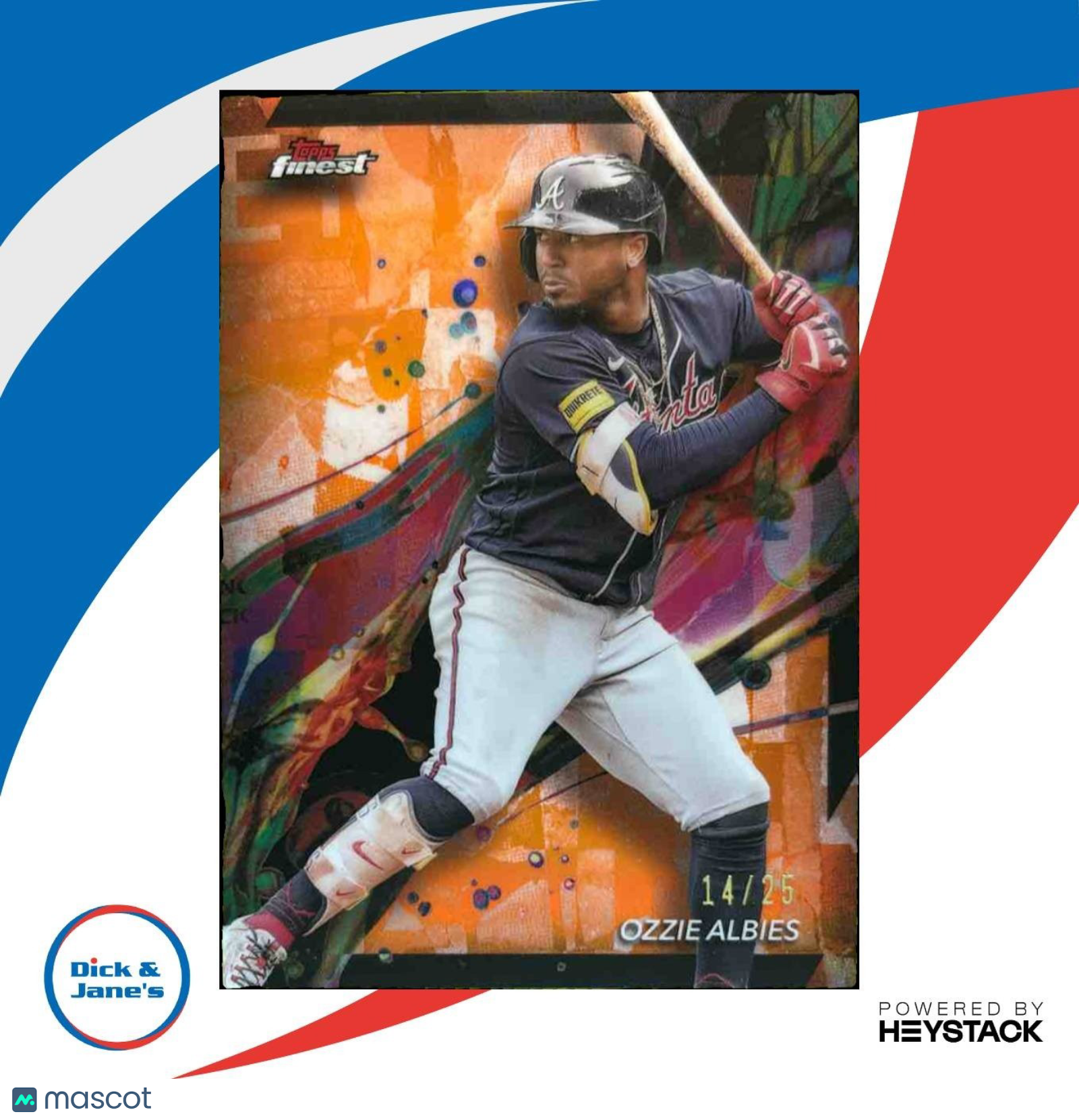 2024 Topps Finest Ozzie Albies Orange Refractor 14/25 #49 Atlanta Braves