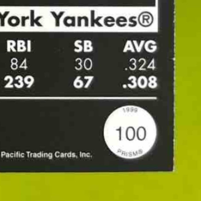 1999 Pacific Prism Derek Jeter #100 New York Yankees
