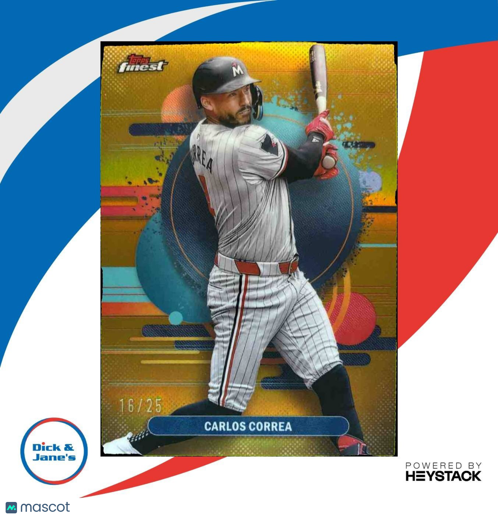 2025 Topps Finest Carlos Correa Uncommon Gold Refractor /25 #199 Minnesota Twins