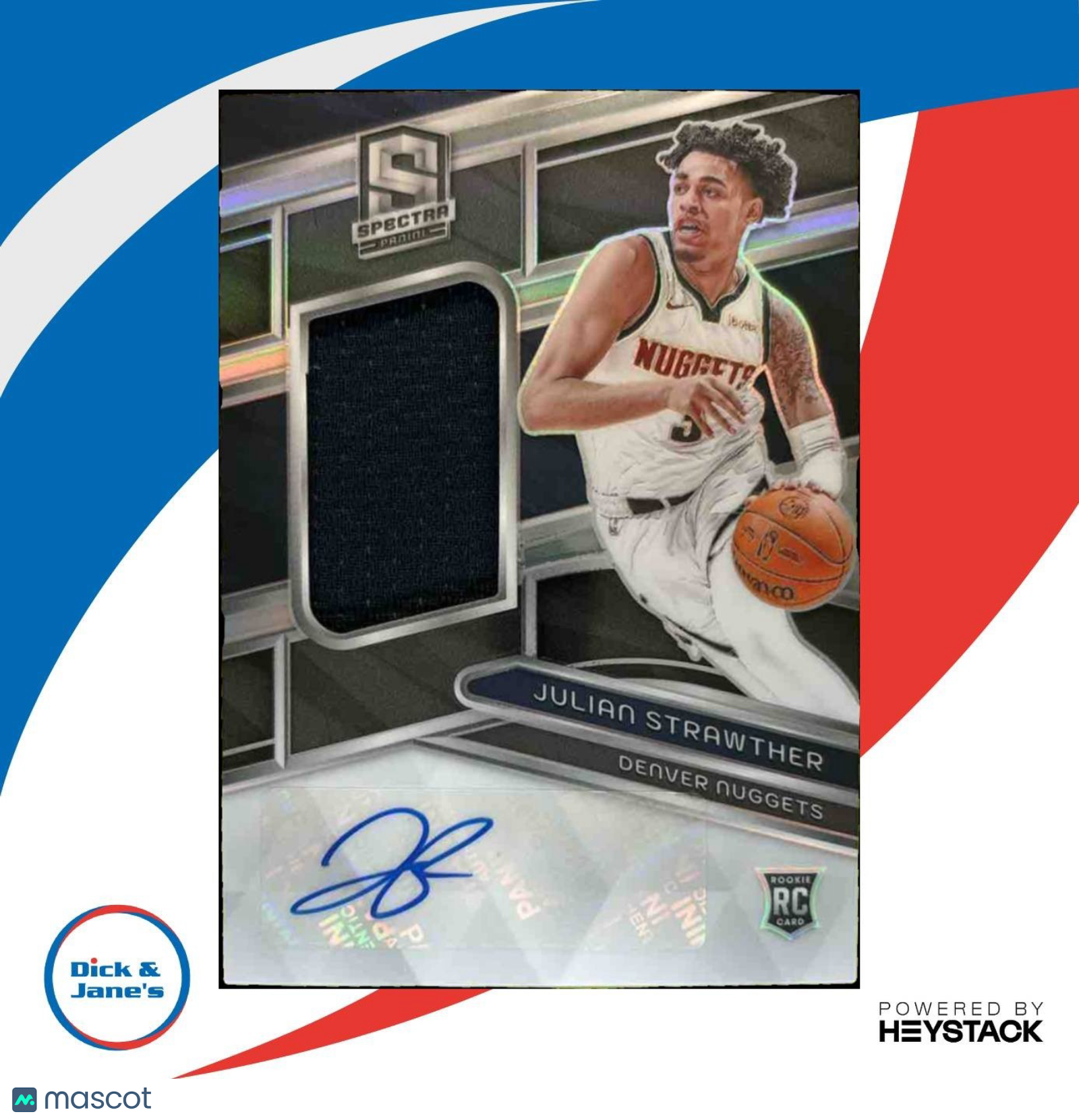 2023-24 Panini Spectra Julian Strawther 22/99 #221 RC MEM Auto Denver Nuggets