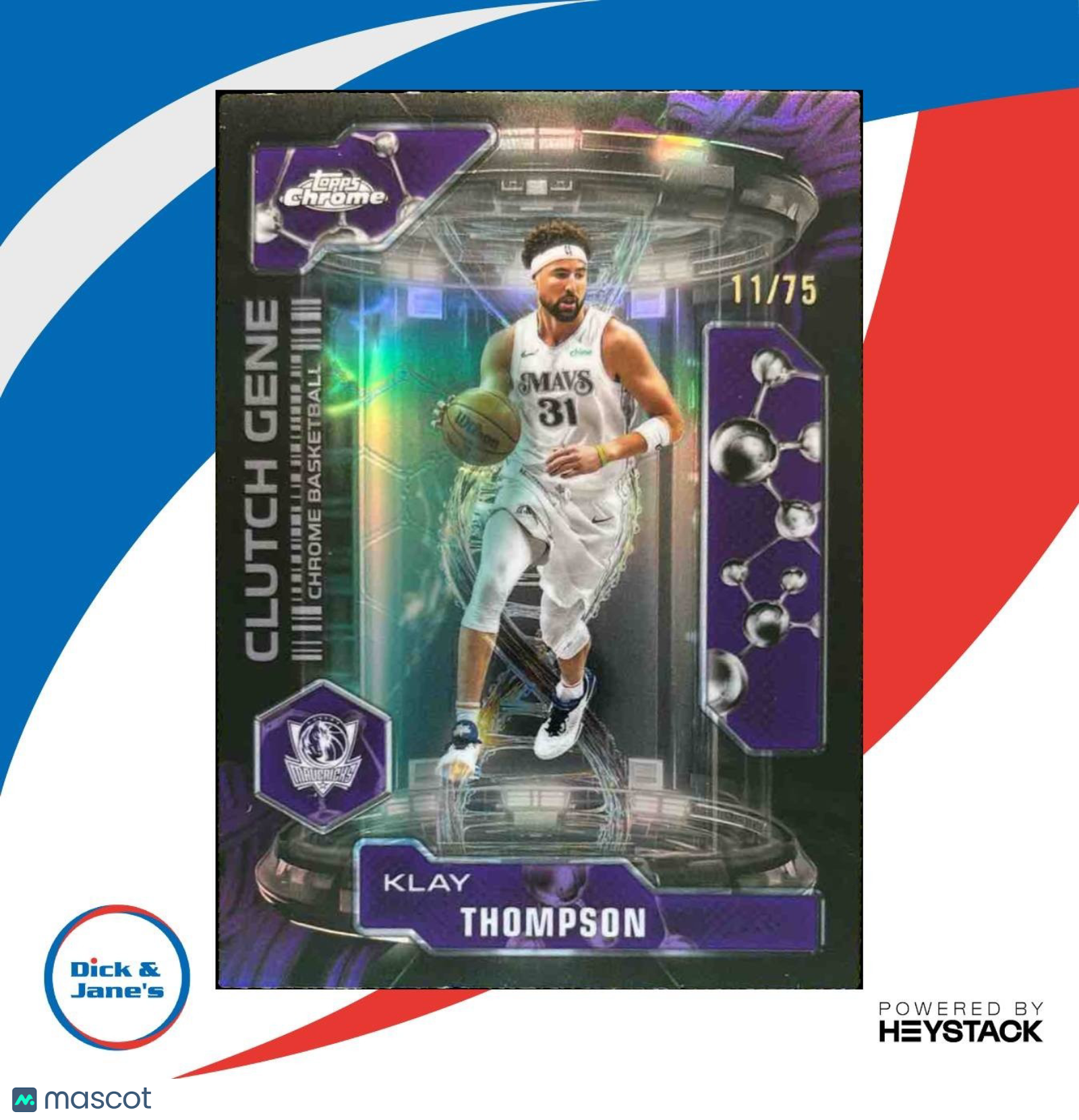 2025-26 Topps Chrome Klay Thompson Clutch Gene Purple /75 Dallas Mavericks
