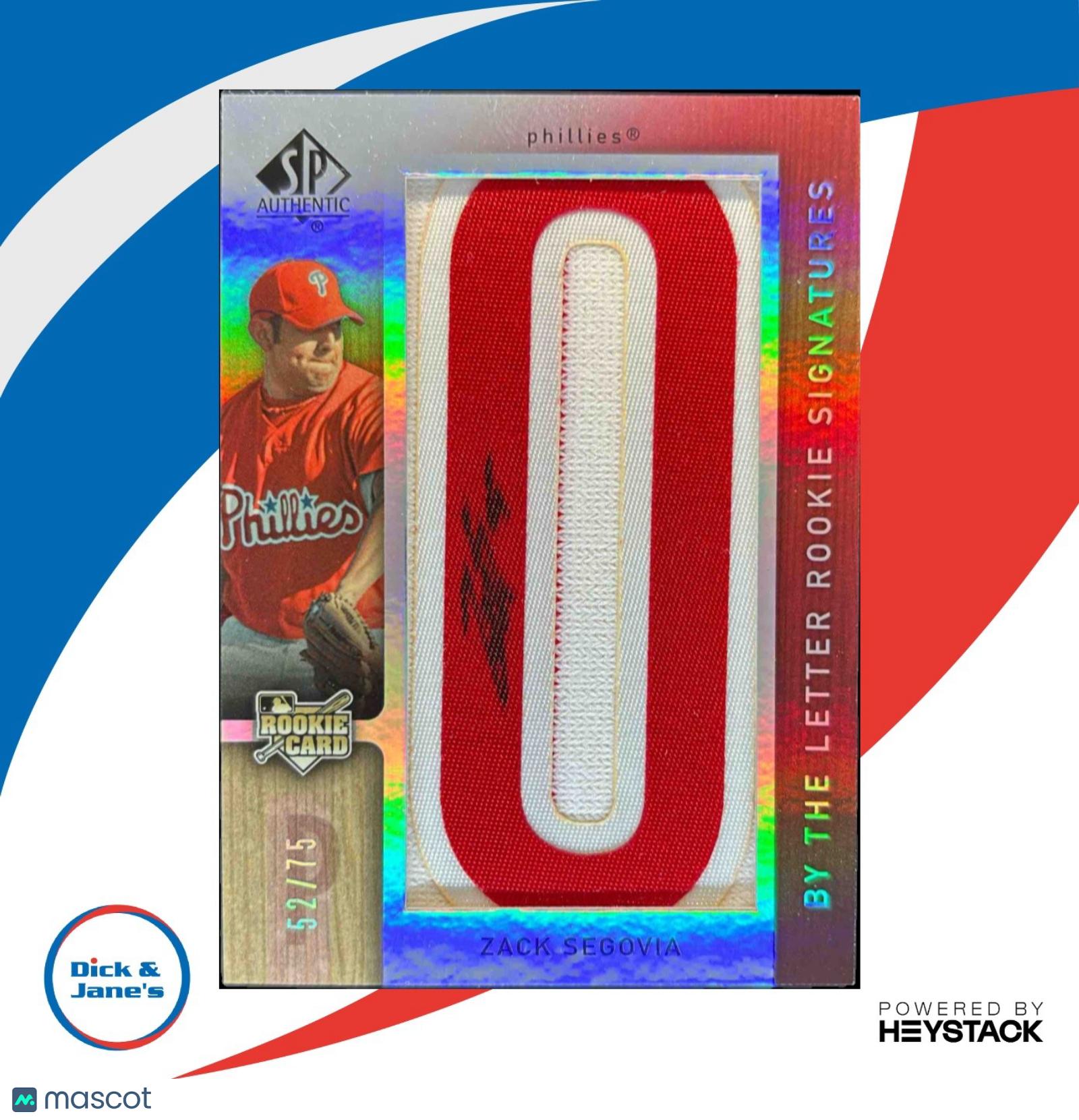 2007 SP Authentic Zack Segovia 52/75 #124 Auto RC Letter O Phillies