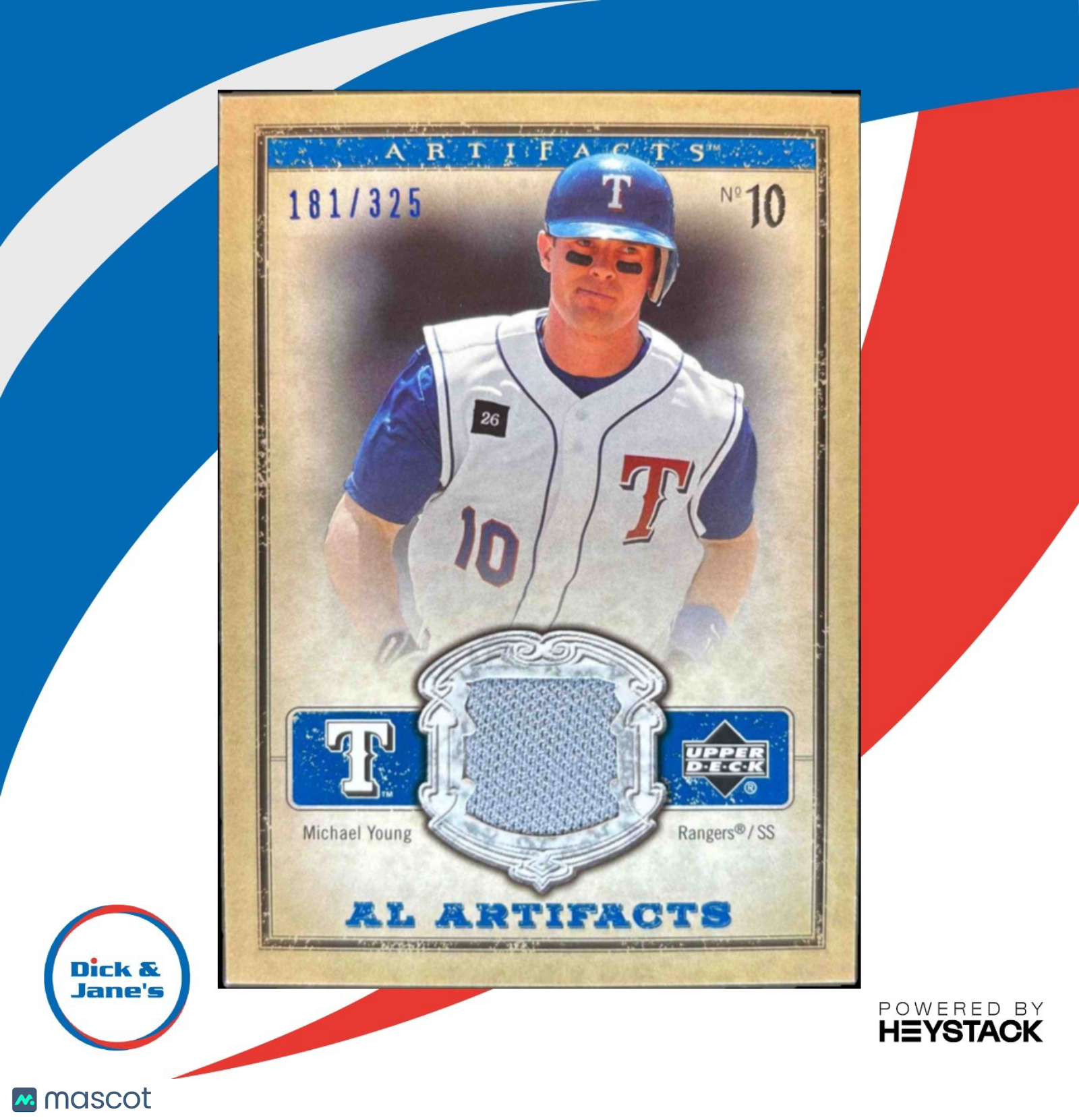 2006 Upper Deck Artifacts Michael Young AL/NL Blue /325 #AL-MY MEM Texas Rangers