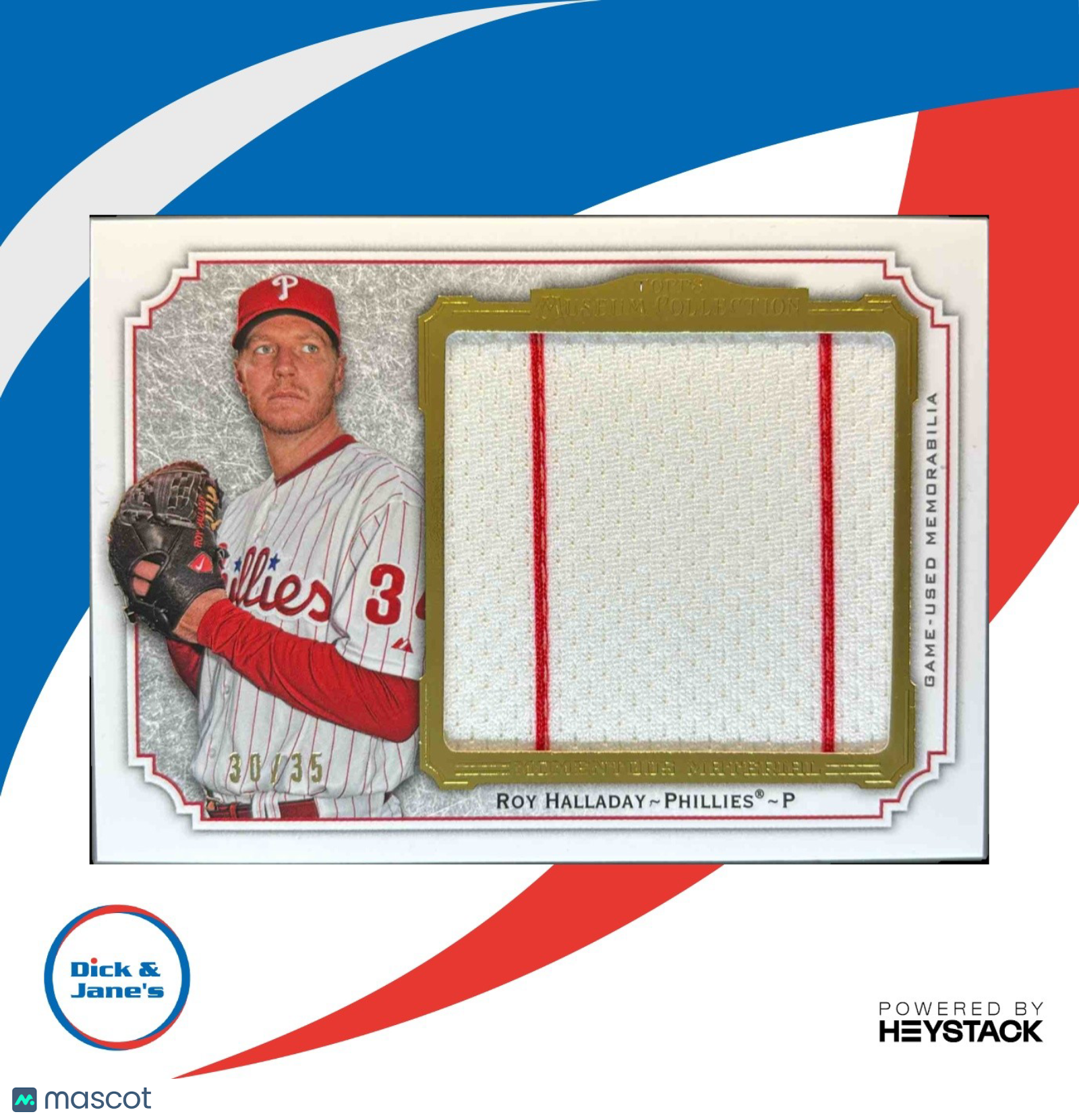 2012 Topps Museum Collection Roy Halladay Momentous Jumbo Relics Gold 30/35