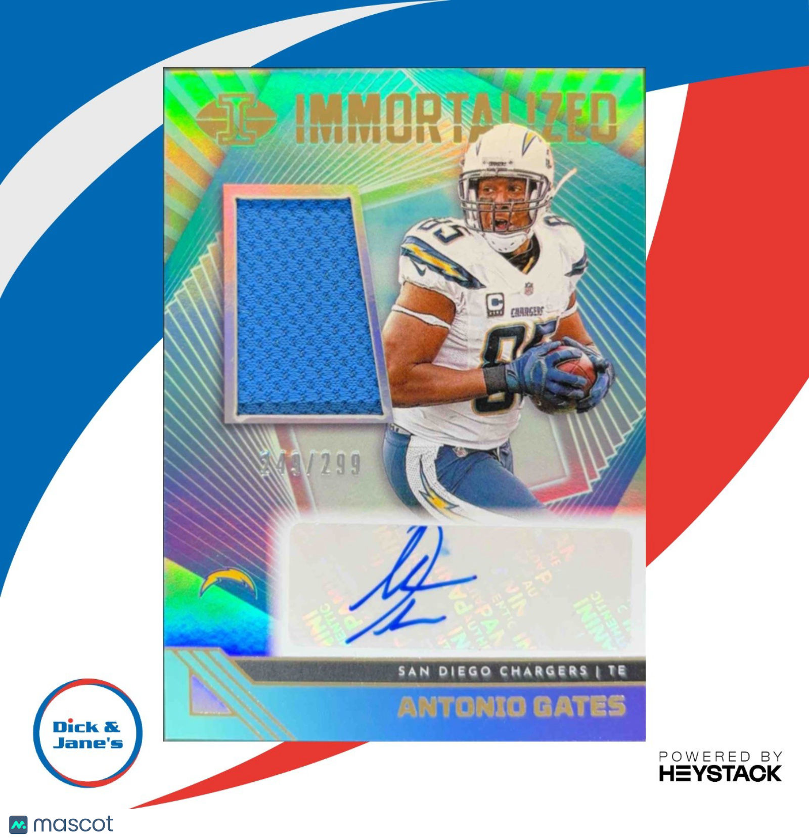 2023 Panini Illusions Antonio Gates Immortalized Jersey Auto 249/299 Chargers