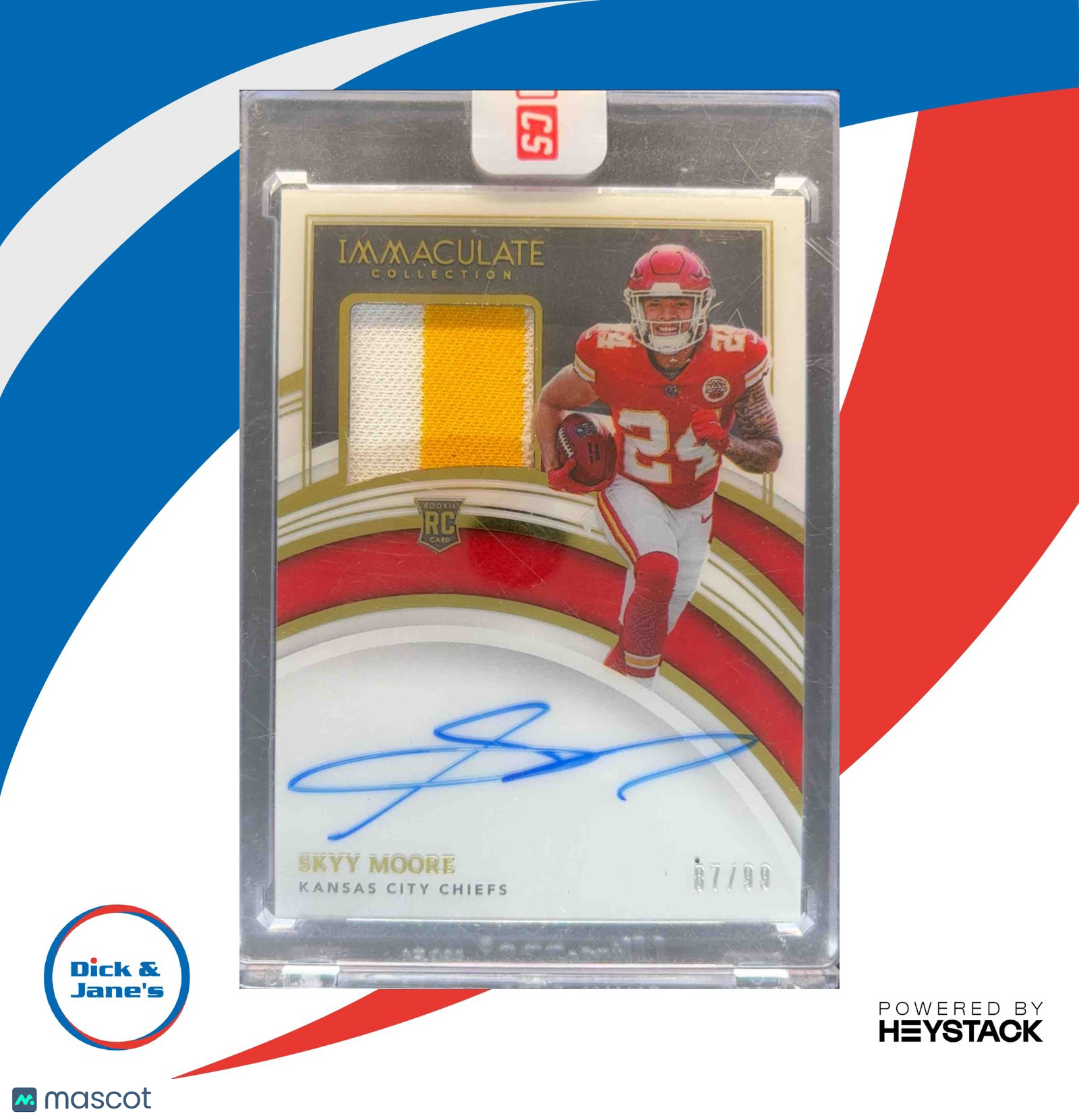 2022 Immaculate Collection Skyy Moore /99 #120 MEM Auto RC Kansas City Chiefs