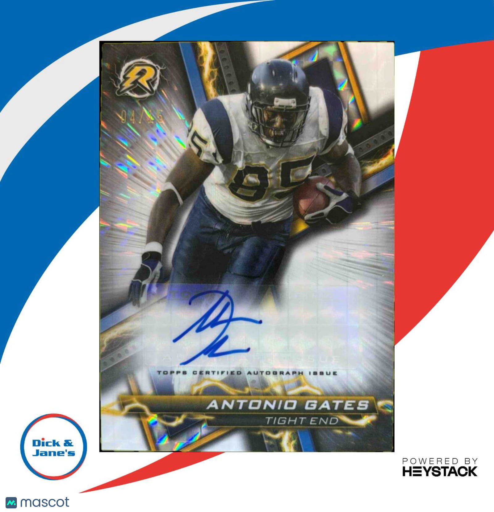 2023 Topps Composite Resurgence White Geometric Antonio Gates 4/15 Auto Chargers