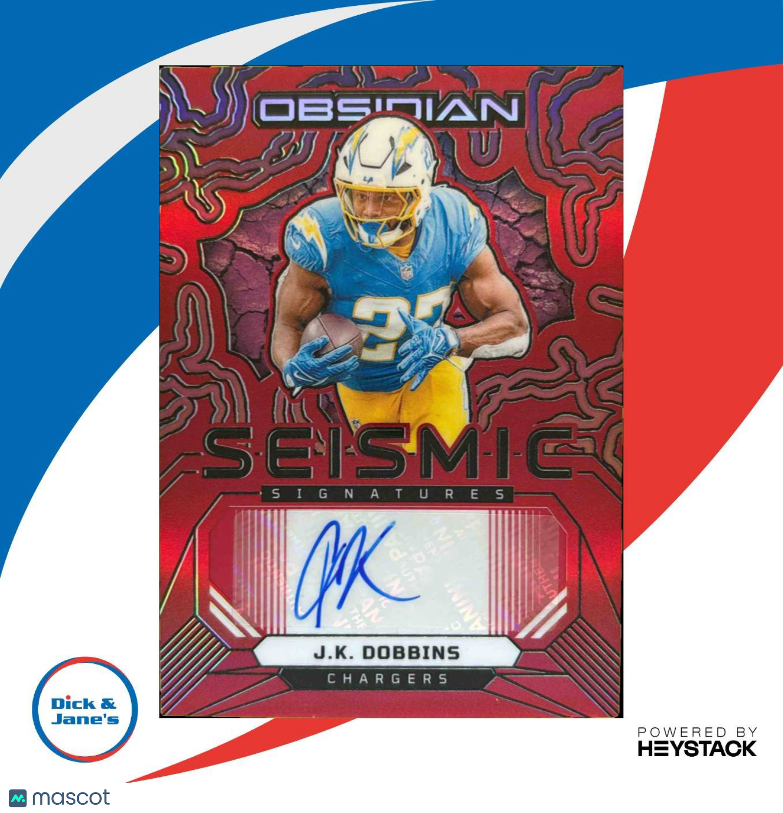 2024 Obsidian J.K. Dobbins Seismic Signatures Red /25 Auto Los Angeles Chargers