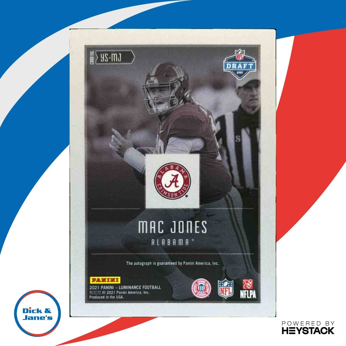 2021 Panini Luminance Mac Jones Year One Signatures RPS RC Auto Crimson Tide