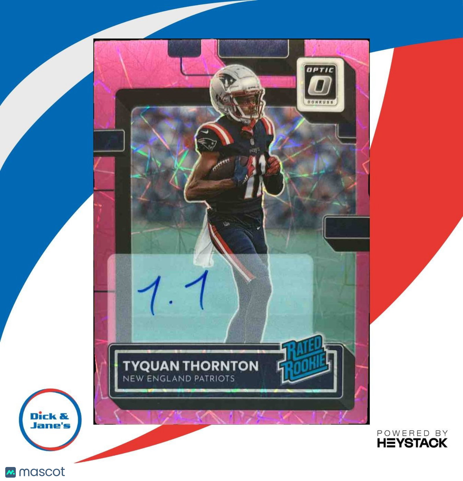 2022 Donruss Optic Tyquan Thornton Rookie Auto /50 #222 RC New England Patriots